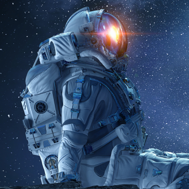Astronauta olhando para o espaço